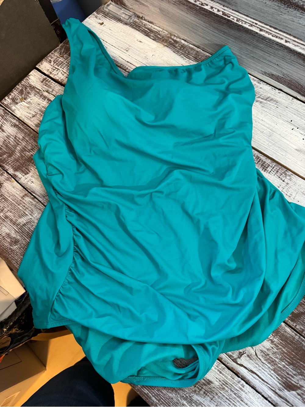 SALE! 2 for $10-
Time and Tru Turquoise One-Piece Single Shoulder Swimsuit